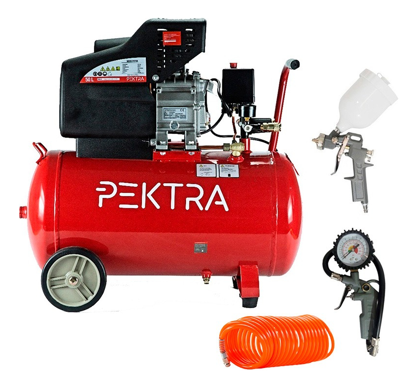 Compresor de Aire Pektra PK50L Kit Color Rojo 110V/220V