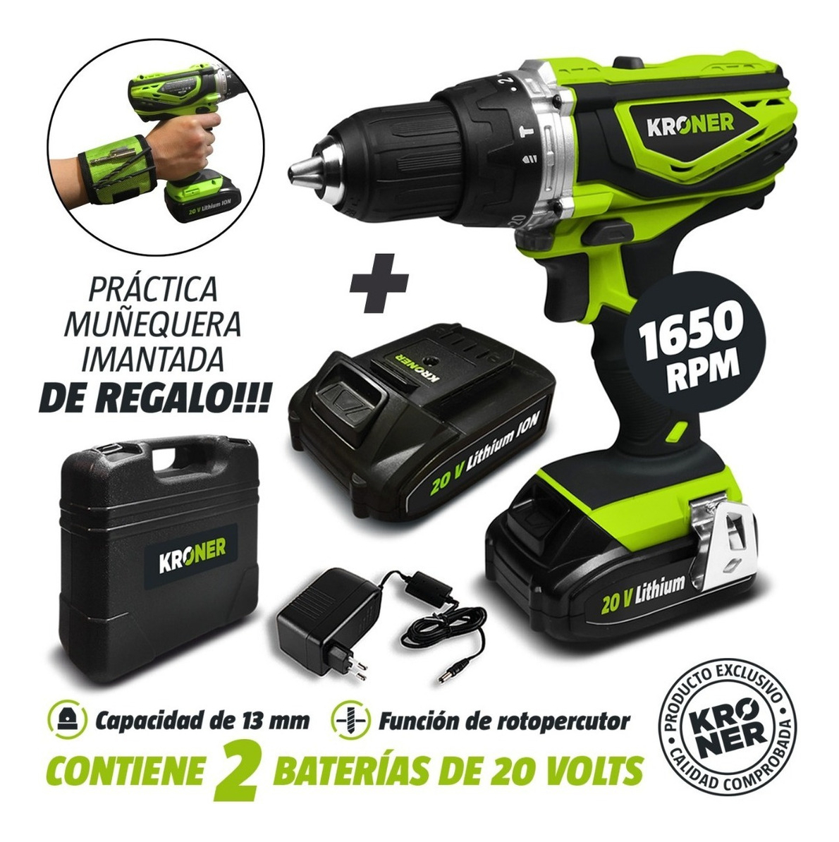 Taladro Percutor 13mm Inalámbrico 20 Volts Kroner: La Mejor Herramienta para el Bricolaje y Profesionales